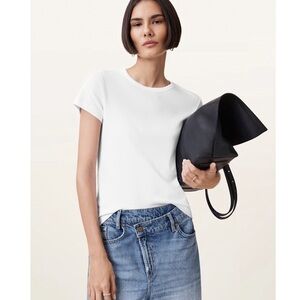 All Saints Stevie Slim Fit Short Sleeve T-Shirt in White, sz  Large